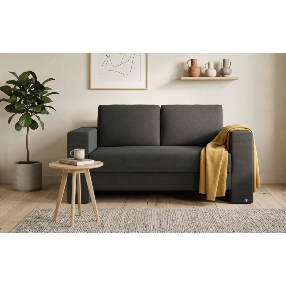 BRUNO slaapbank 120 cm in zwart / antraciet | stabiel massief hout & boxspringcomfort afbeelding 1