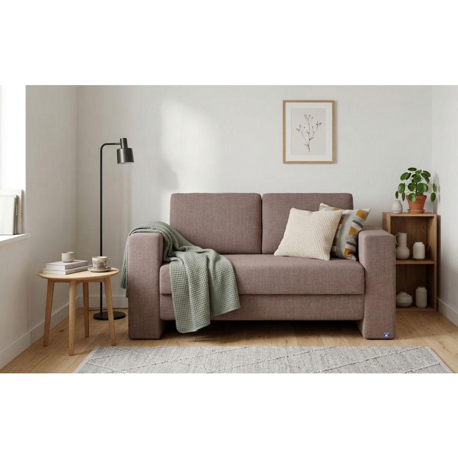 BRUNO slaapbank 120 cm in bruin | stabiel massief hout & boxspringcomfort afbeelding 1