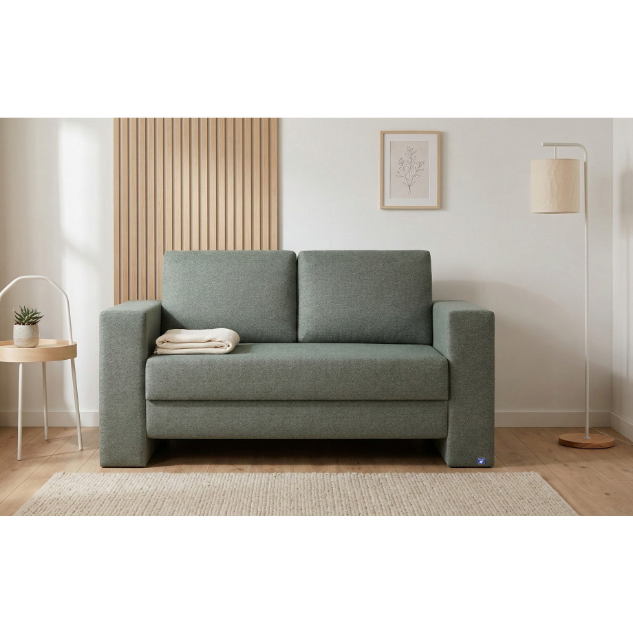 BRUNO slaapbank 120 cm in Aurora forest groen | stabiel massief hout & boxspringcomfort BRUNO slaapbank 120 cm in Aurora forest groen | stabiel massief hout & boxspringcomfort afbeelding 1