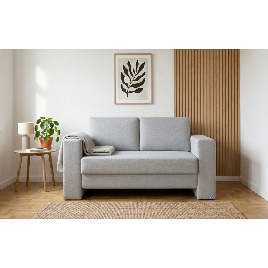 BRUNO slaapbank 120 cm in lichtgrijs | stabiel massief hout & boxspringcomfort BRUNO slaapbank 120 cm in lichtgrijs | stabiel massief hout & boxspringcomfort afbeelding 1