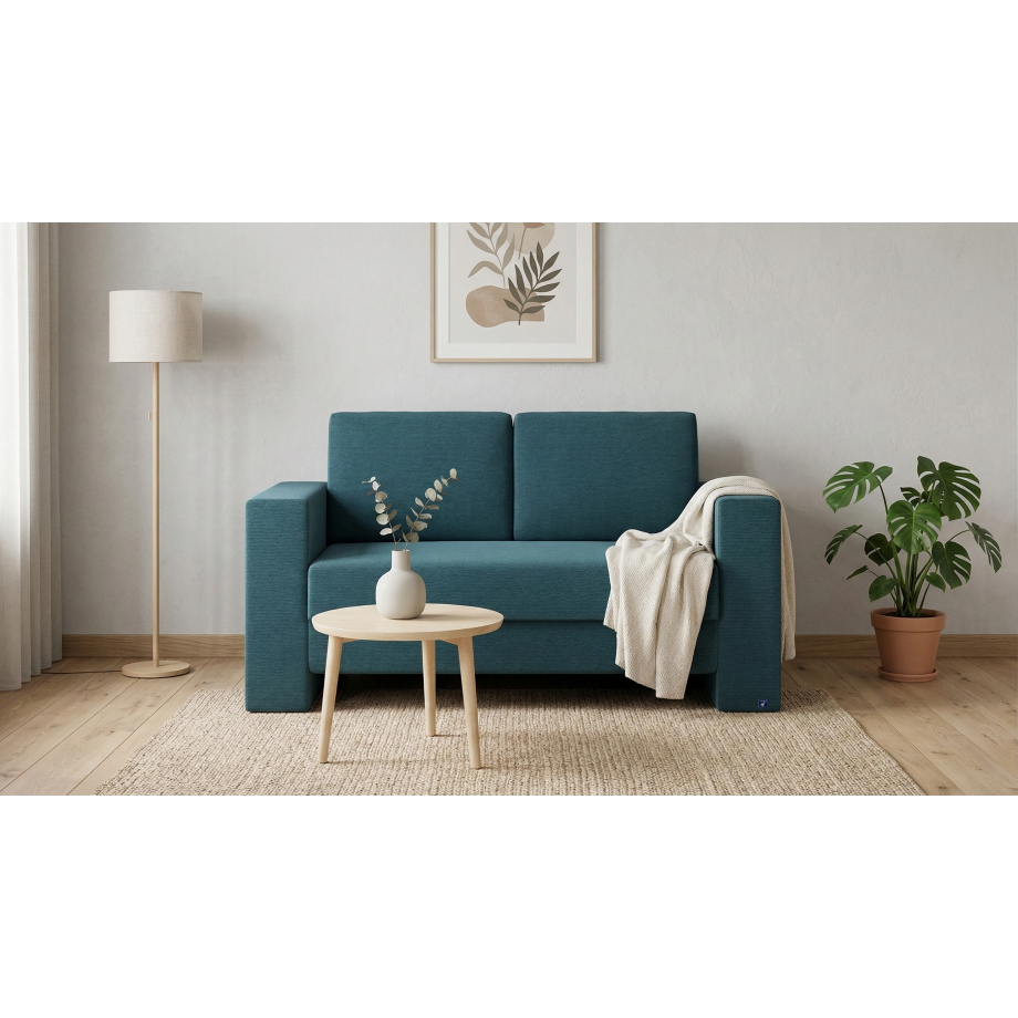 BRUNO slaapbank 120 cm in Petrol / turquoise | stabiel massief hout & boxspringcomfort afbeelding 1