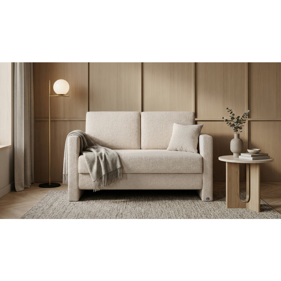 BRUNO slaapbank 120 cm in crème ecru beige | stabiel massief hout & boxspringcomfort afbeelding 1