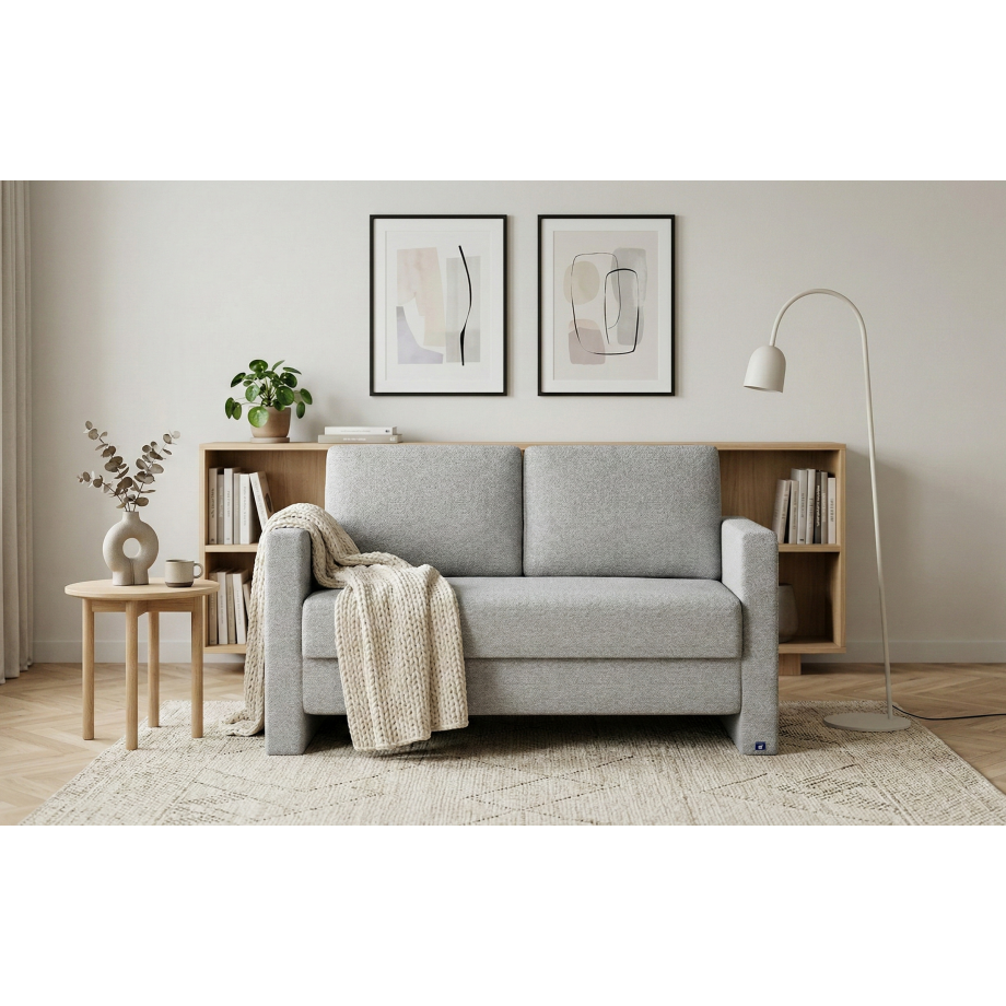 BRUNO slaapbank 120 cm in Aurora zilvergrijs | stabiel massief hout & boxspringcomfort BRUNO slaapbank 120 cm in Aurora zilvergrijs | stabiel massief hout & boxspringcomfort afbeelding 1