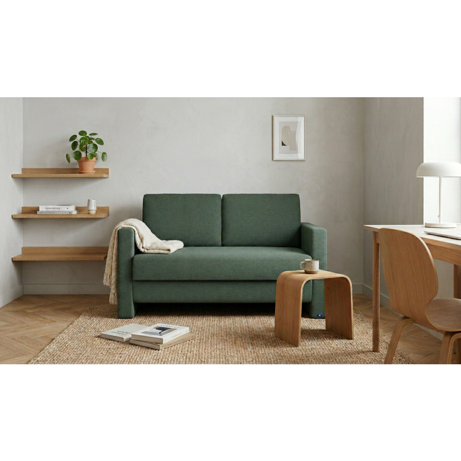 BRUNO slaapbank 120 cm in blauw | stabiel massief hout & boxspringcomfort afbeelding 1