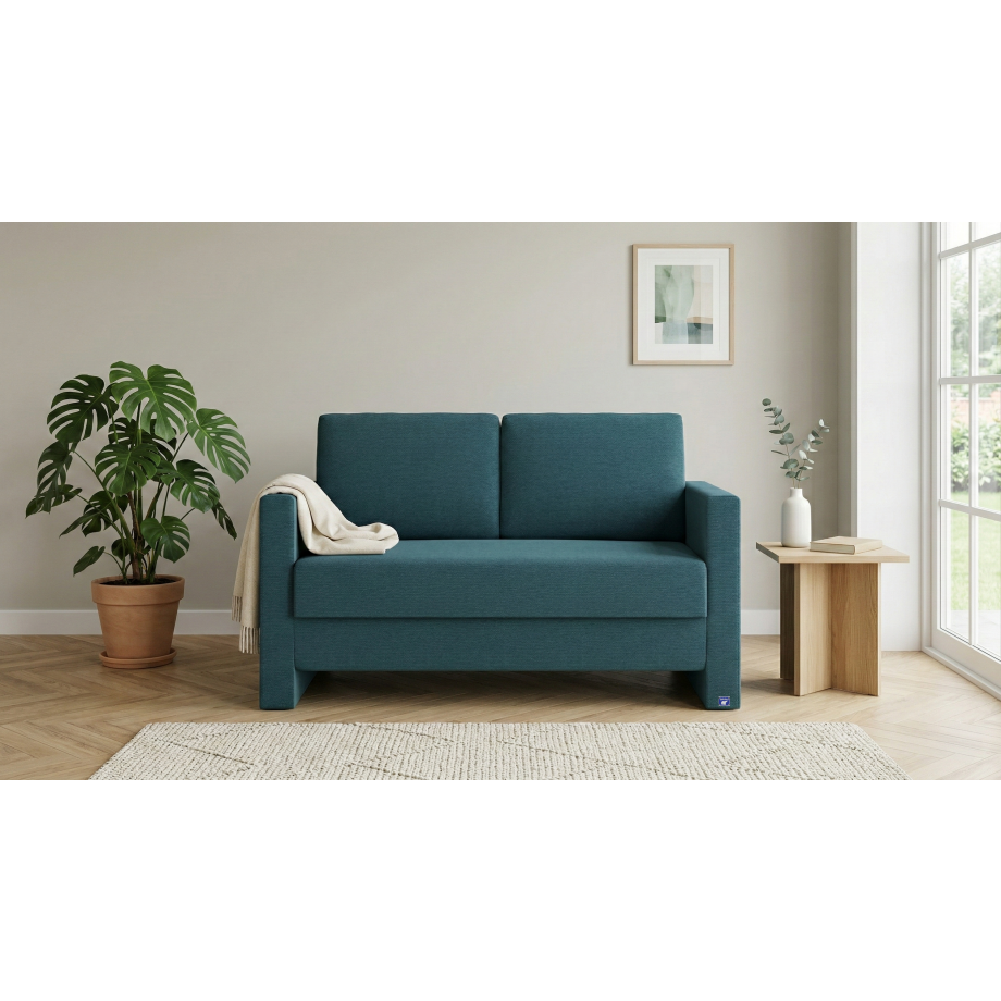 BRUNO slaapbank 120 cm in Petrol / turquoise | stabiel massief hout & boxspringcomfort afbeelding 1