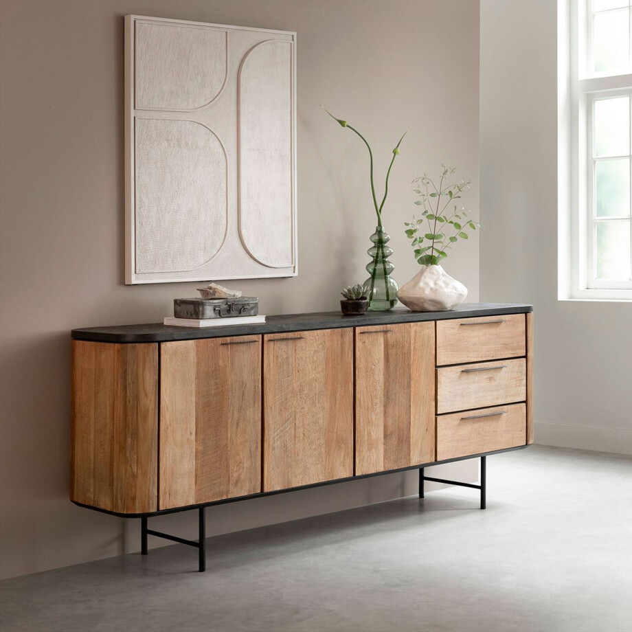 DTP Home Dressoir 'Soho' Teakhout en betonlook, 200cm afbeelding 
