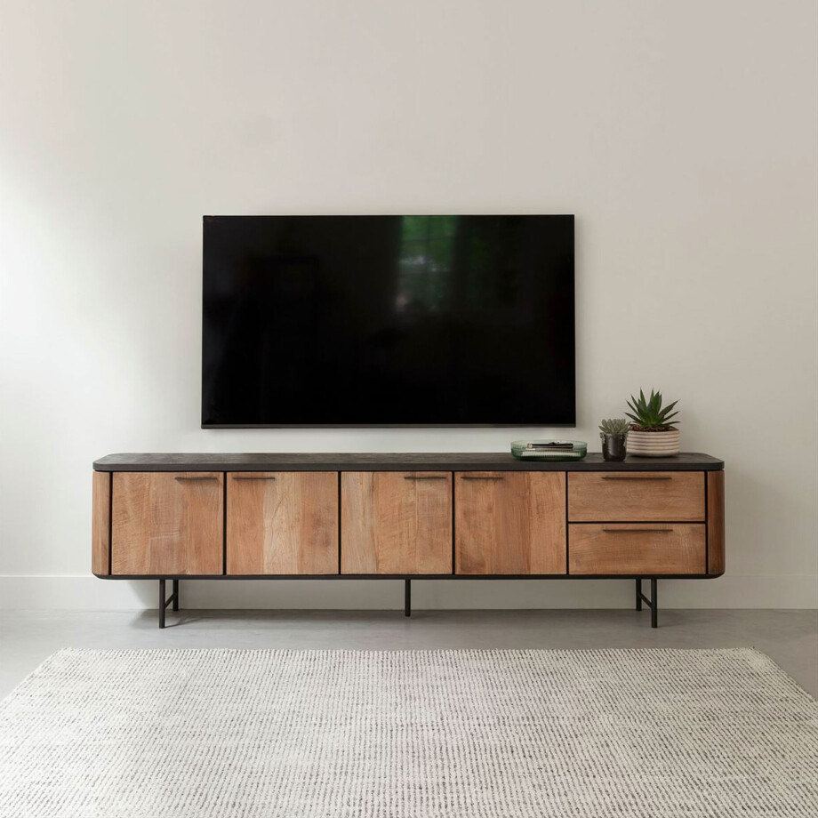 DTP Home TV-meubel 'Soho' Teakhout en betonlook, 230cm afbeelding 