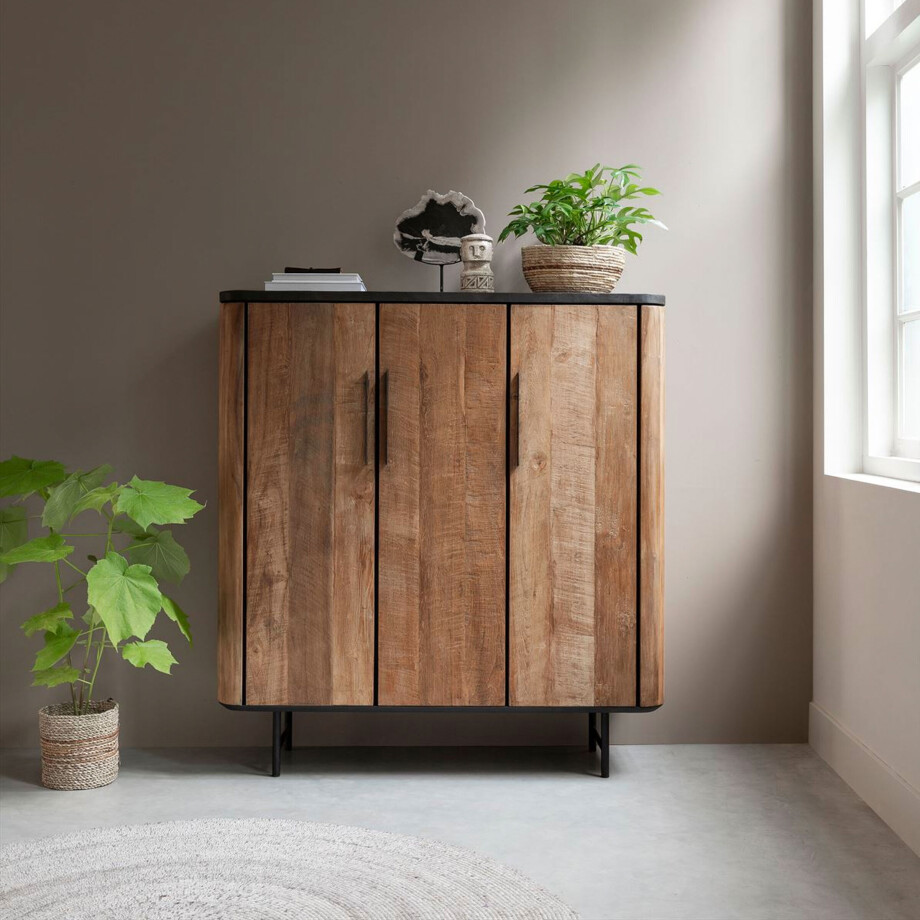 DTP Home Opbergkast 'Soho' Teakhout en betonlook, 130 x 120cm afbeelding 