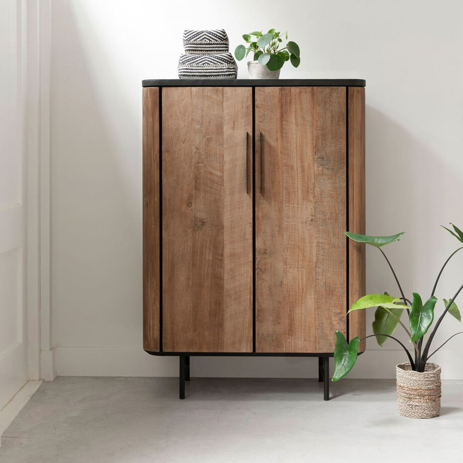 DTP Home Opbergkast 'Soho' Teakhout en betonlook, 130 x 90cm DTP Home Opbergkast 'Soho' Teakhout en betonlook, 130 x 90cm afbeelding