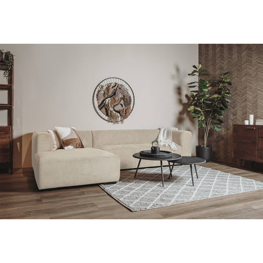 Sohome 2,5-zits Loungebank 'Moiré' Links, kleur Crème Sohome 2,5-zits Loungebank 'Moiré' Links, kleur Crème afbeelding 1