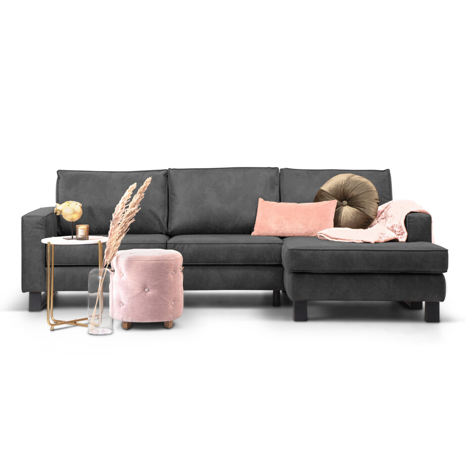 Sohome Loungebank 'Mathew' Rechts, Microleder, kleur antraciet Sohome Loungebank 'Mathew' Rechts, Microleder, kleur antraciet afbeelding 1
