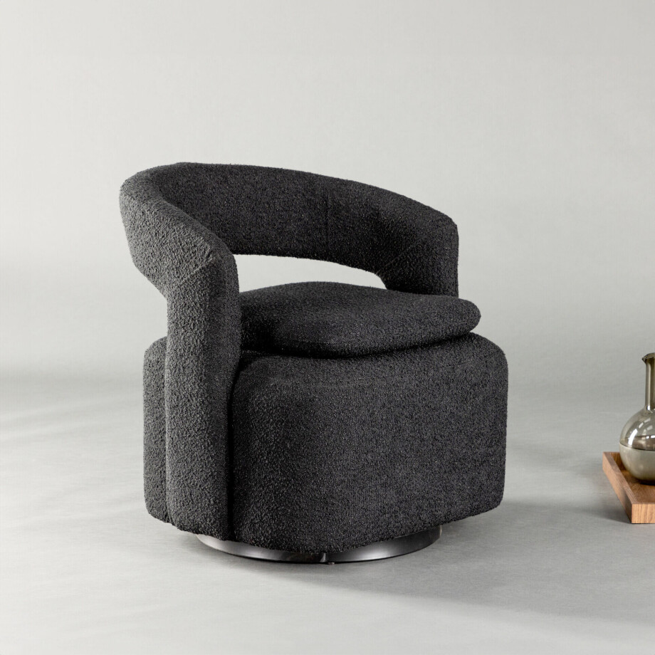 Nohr Fauteuil 'Soledad' Bouclé, kleur Zwart afbeelding 1