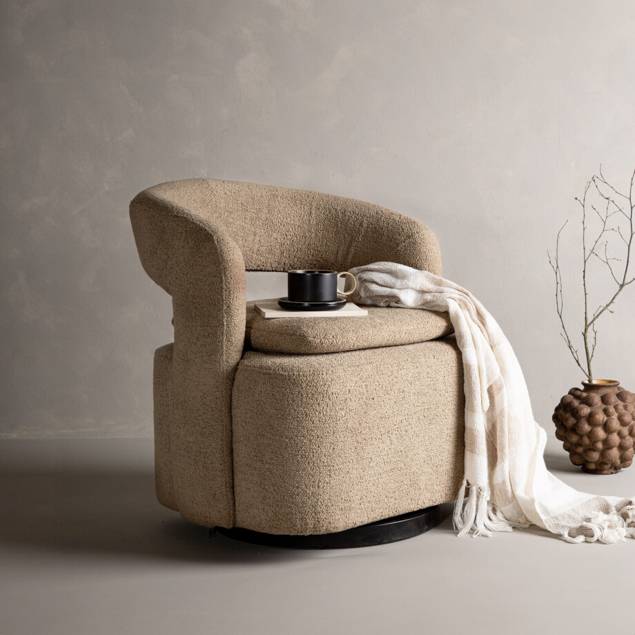 Nohr Draaifauteuil 'Soledad' Bouclé, kleur Beige afbeelding 1