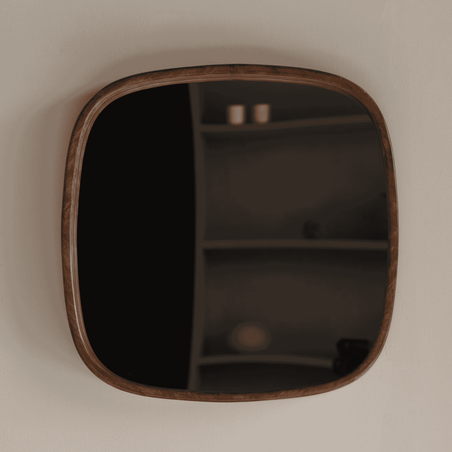 ZILT Vierkante Spiegel 'Rania' Rubberhout, 50 x 50cm afbeelding 