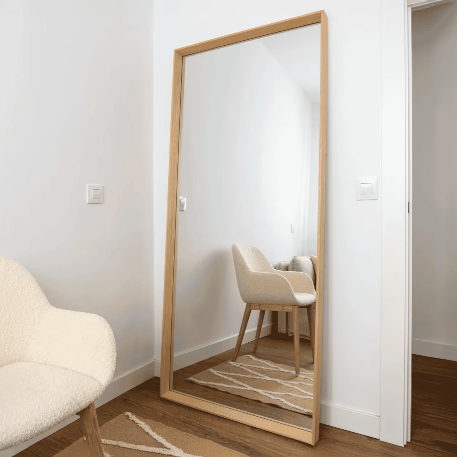 Kave Home Spiegel 'Nerina' 180 x 80cm, kleur Naturel Kave Home Spiegel 'Nerina' 180 x 80cm, kleur Naturel afbeelding 1