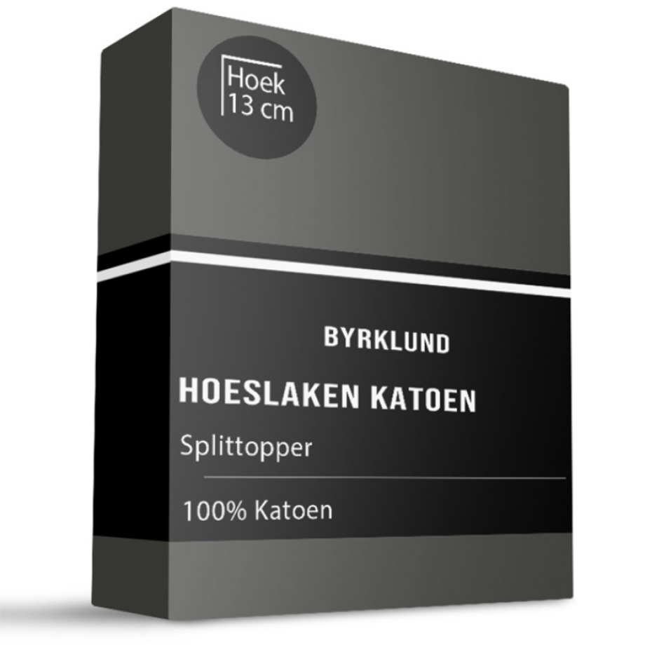 Splittoper Hoeslaken Katoen - Antraciet - 160x200cm - Antraciet - Byrklund - Dekbed-Discounter.nl afbeelding 