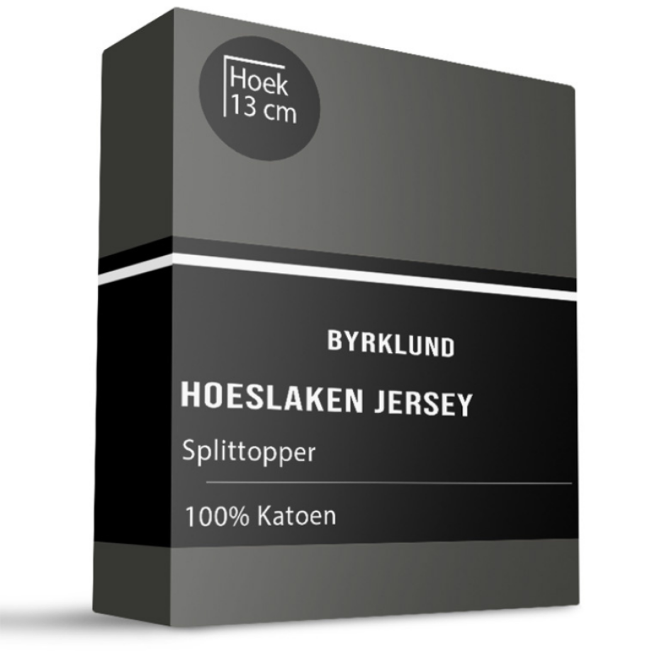 Splittopper Hoeslaken Katoen - Jersey Stretch - Antraciet - 160x200cm - Antraciet - Byrklund - Dekbed-Discounter.nl afbeelding 