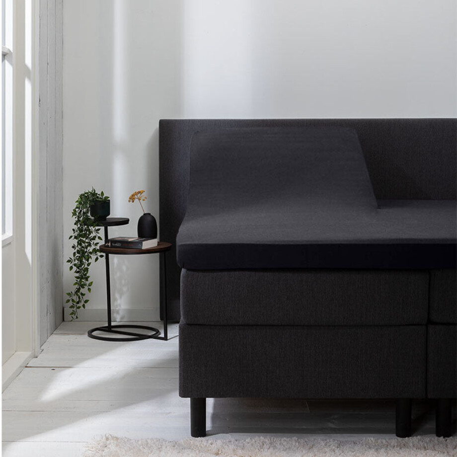 Splittopper Hoeslaken - Luna Stretch - 2-PACK - Antraciet - 160x200cm - Antraciet - Luna Bedding - Dekbed-Discounter.nl afbeelding 