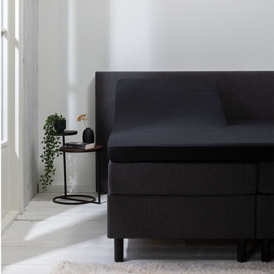 Splittopper Hoeslaken - Luna Stretch - 2-PACK - Zwart - 140x200cm - Zwart - Luna Bedding - Dekbed-Discounter.nl afbeelding 