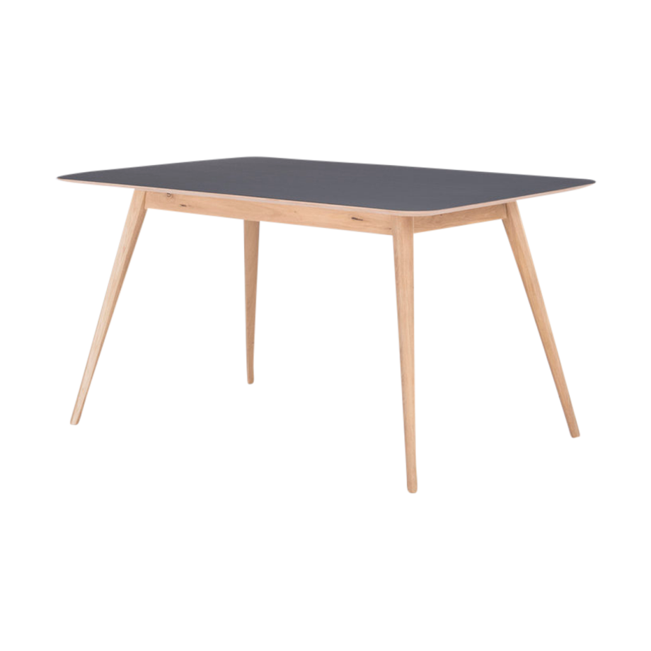 Stafa table houten eettafel whitewash - met linoleum tafelblad nero - 140 x 90 cm Stafa table houten eettafel whitewash - met linoleum tafelblad nero - 140 x 90 cm afbeelding 1