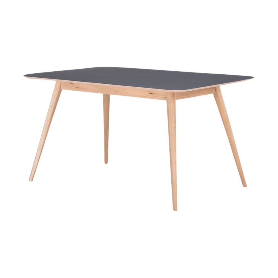 Stafa table houten eettafel whitewash - met linoleum tafelblad nero - 200 x 90 cm Stafa table houten eettafel whitewash - met linoleum tafelblad nero - 200 x 90 cm afbeelding 1