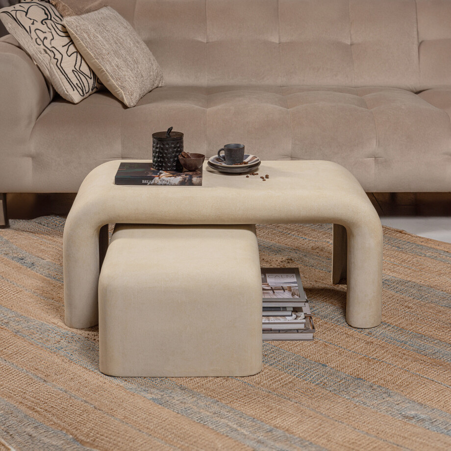 WOOOD Salontafel 'Stani' Set van 2 stuks, Betonlook, 92 x 42cm afbeelding 1