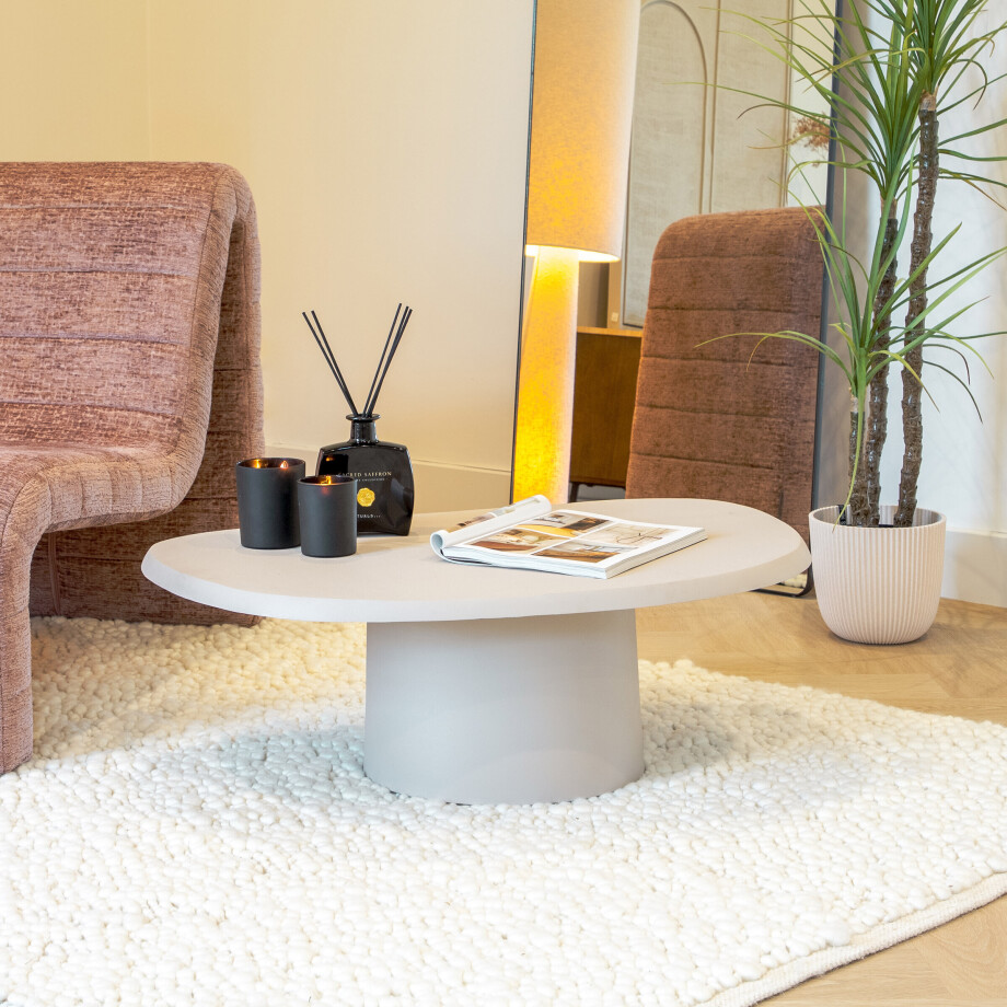 By-Boo Salontafel 'Sten' organisch 89 x 59cm, kleur Beige By-Boo Salontafel 'Sten' organisch 89 x 59cm, kleur Beige afbeelding