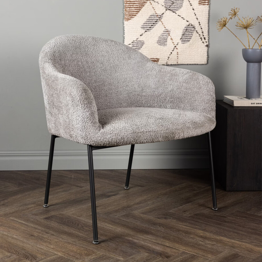 Nohr Fauteuil 'Sharise' Bouclé, kleur Lichtgrijs afbeelding 1