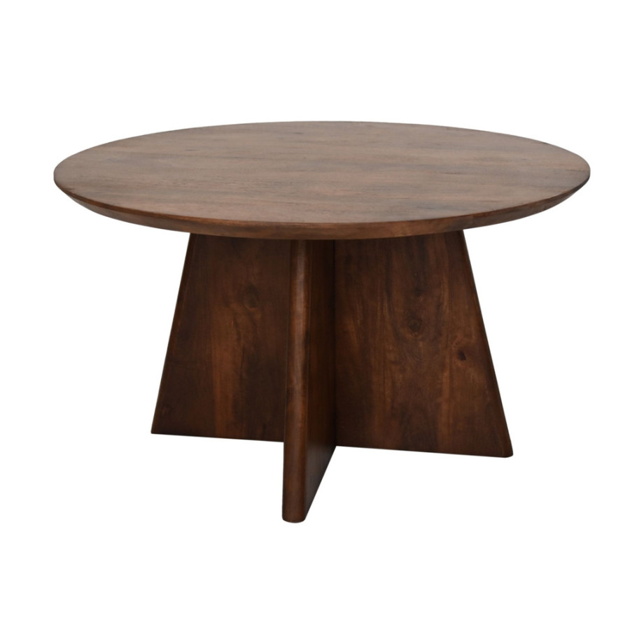 Ronde salontafel met kruispoot 80X80X45 mat bruin Mangohout afbeelding 1