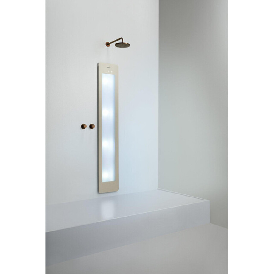Sunshower Round Plus L infrarood + UV licht inbouw 185x33x10cm full body Sand White L0600-L0106 Sunshower Round Plus L infrarood + UV licht inbouw 185x33x10cm full body Sand White L0600-L0106 afbeelding 1