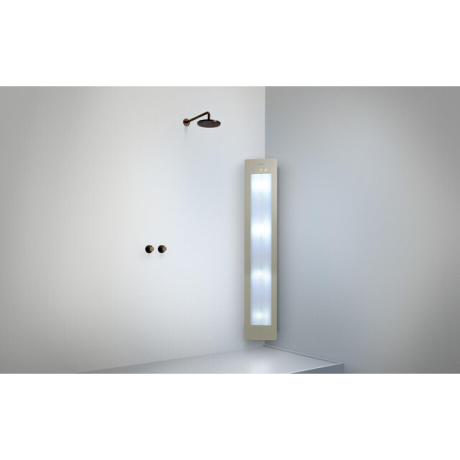 Sunshower Round Plus L infrarood + UV licht opbouw incl installatieset hoek 185x33x25cm full body Sand White L0600-L0106-SML0800 afbeelding 1