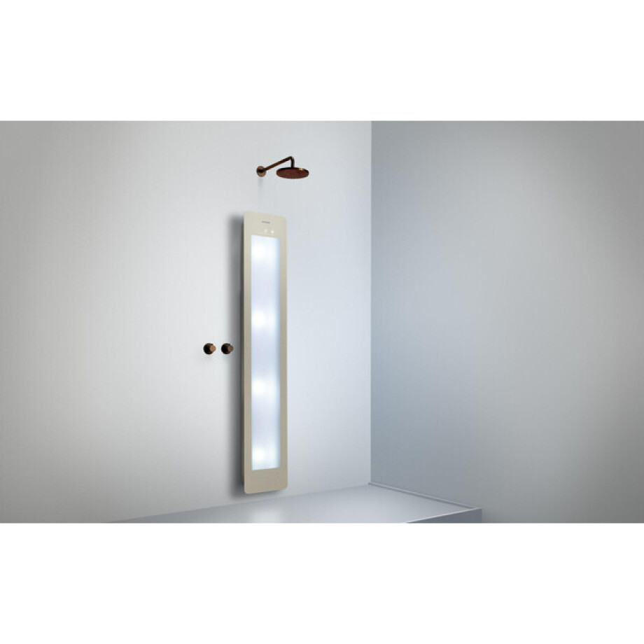 Sunshower Round Plus L infrarood + UV licht opbouw incl. Wandbeugel 185x33x12cm full body Sand White L0600-L0106-SML0700 afbeelding 1
