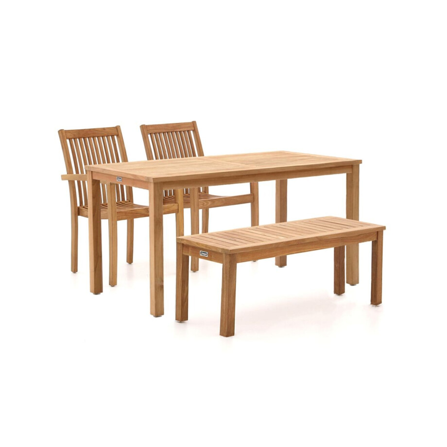 Sunyard Jakarta/Liverpool 145cm dining tuinset met bank 4-delig stapelbaar - Laagste prijsgarantie! afbeelding 1