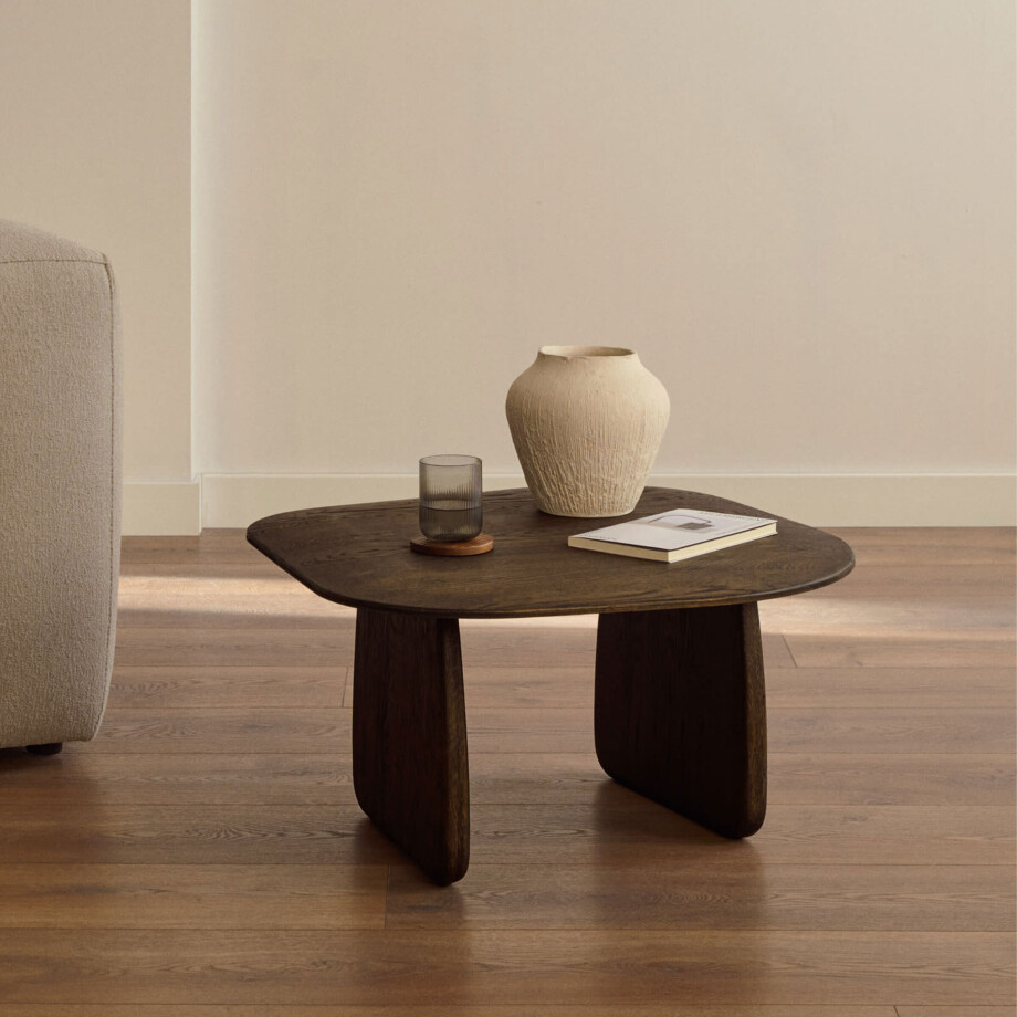 Kave Home Organische Bijzettafel 'Pirita' Eikenhout, 71 x 70cm, kleur Bruin afbeelding 1