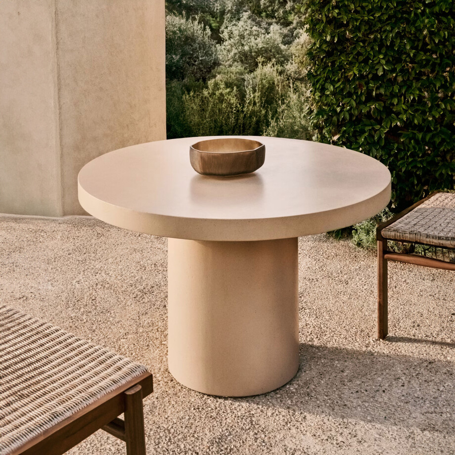 Kave Home Ronde Eettafel 'Aiguablava' Beton, 120cm, kleur Beige afbeelding 1