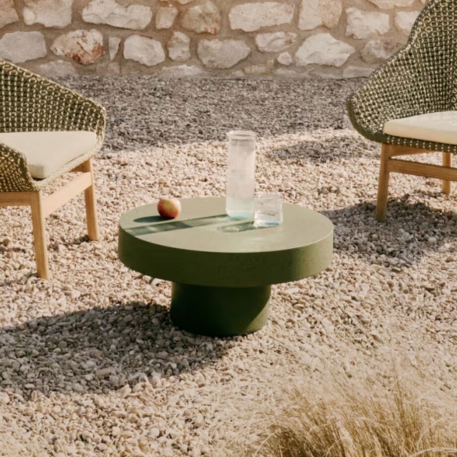 Kave Home Ronde Salontafel 'Aiguablava' Beton, 66cm, kleur Donkergroen afbeelding 1