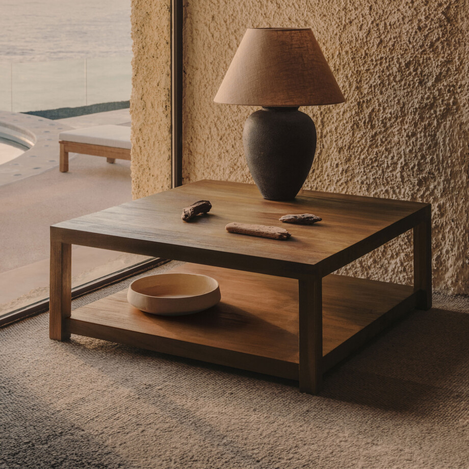 Kave Home Salontafel 'Sashi' Teakhout, 90 x 90cm afbeelding 