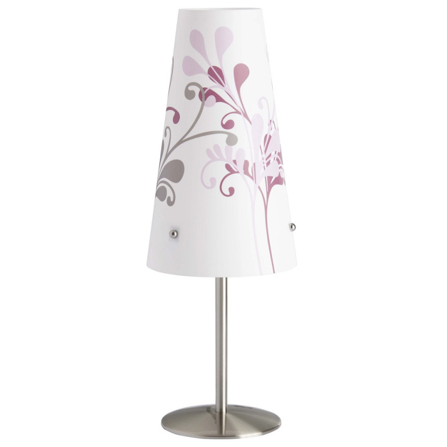 Tafellamp Isa 36 cm hoog in wit met paars afbeelding 1
