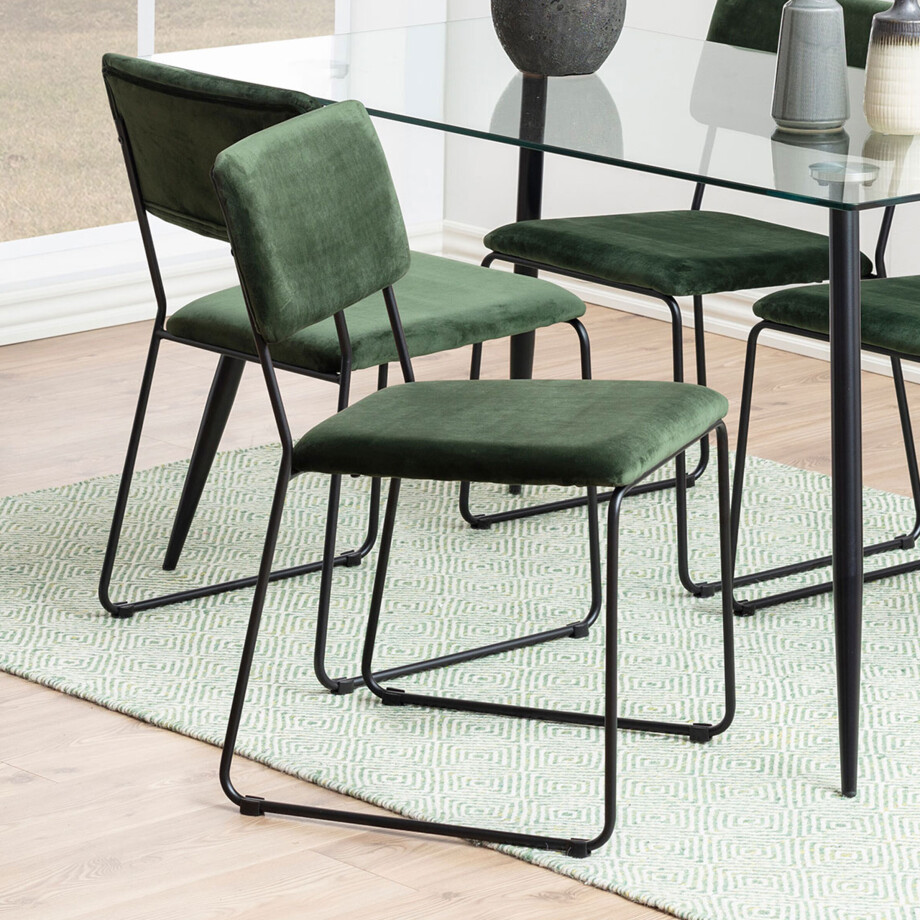 Bendt Eetkamerstoel 'Tammi' Velvet, kleur Forest Green afbeelding 1