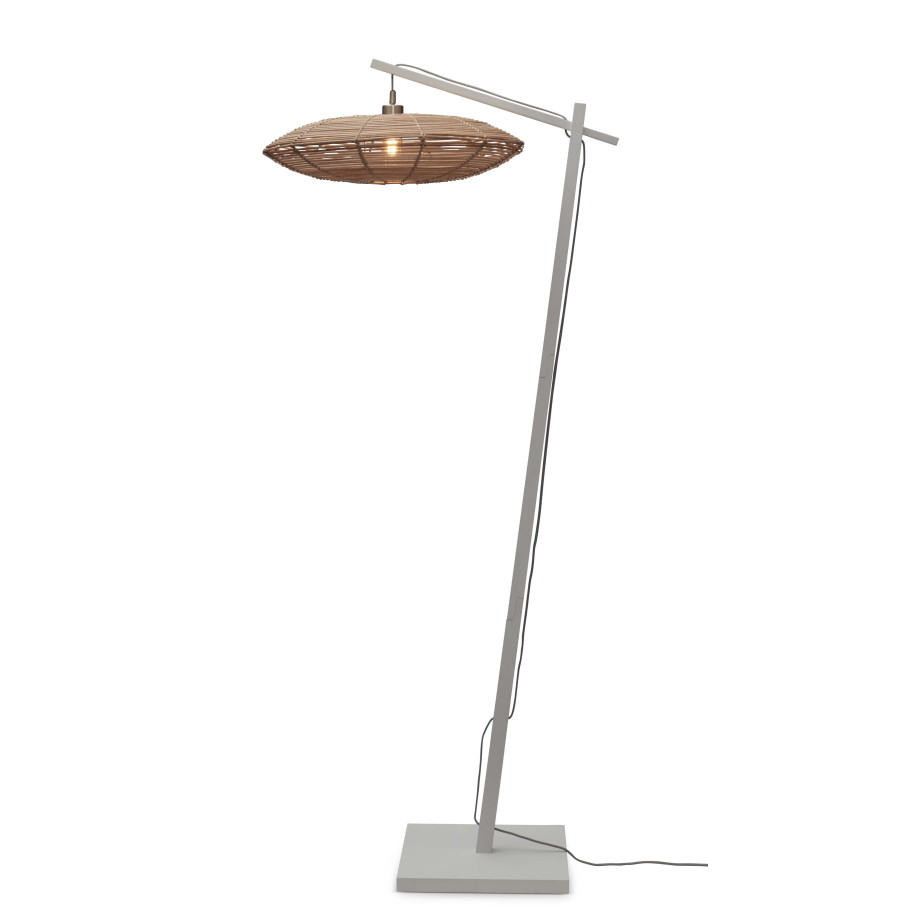 GOOD&MOJO Vloerlamp 'Tanami' Bamboe en rotan, 176cm, kleur Wit/Naturel afbeelding 1