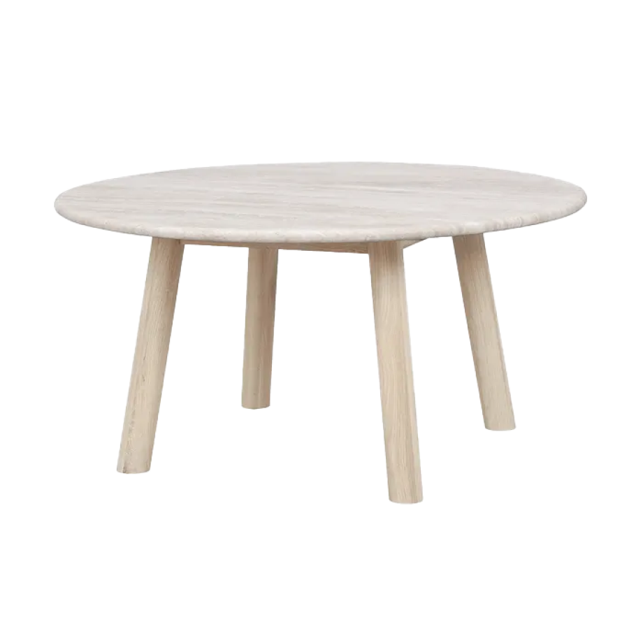 Taransay houten salontafel whitewash - Ø90 cm afbeelding 1