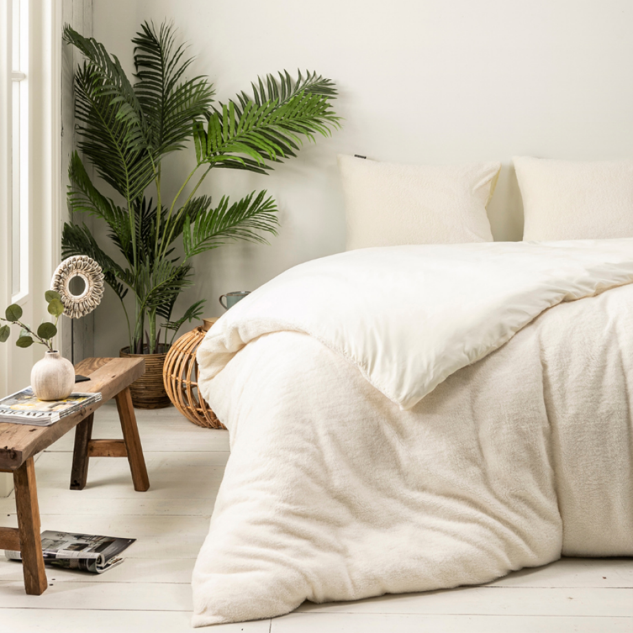 Teddy Dekbedovertrek + Hoeslaken - Off White - Dekbed-Discounter.nl afbeelding 1
