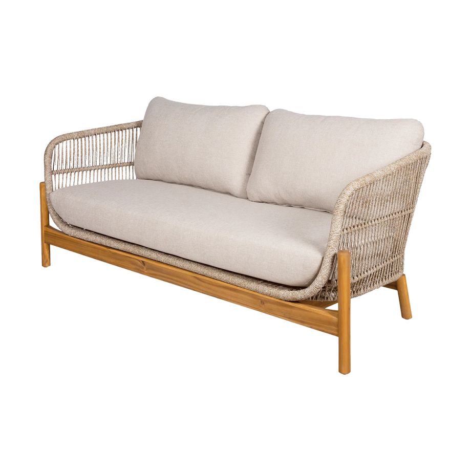 Teresa houten tuin loungebank beige  - met zitkussens afbeelding 1