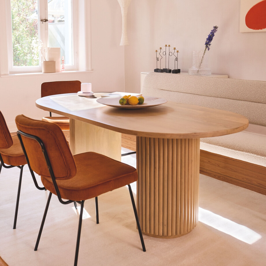 Tom Tailor Ovale Eettafel 'Tessica' Mangohout, 180 x 90cm Tom Tailor Ovale Eettafel 'Tessica' Mangohout, 180 x 90cm afbeelding