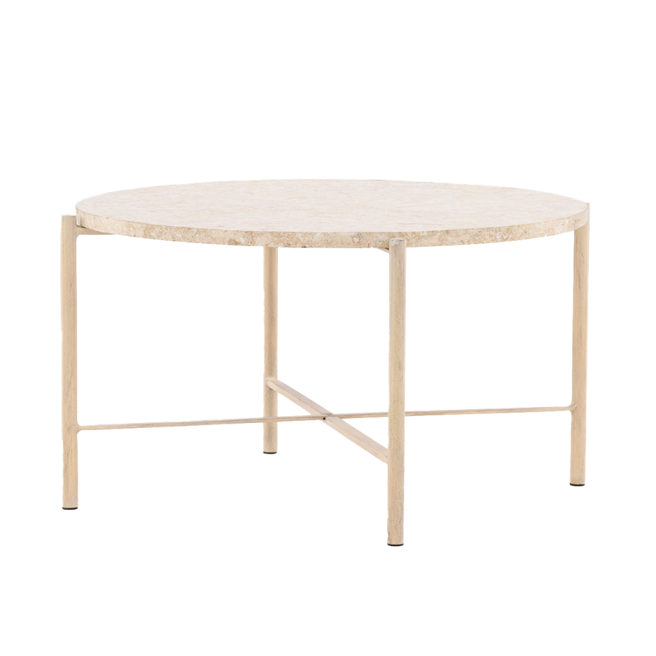 Thora ronde salontafel beige - met stenen blad - Ø 70 cm afbeelding 1