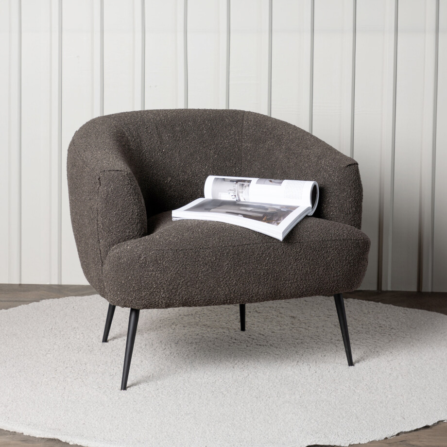 Nohr Fauteuil 'Thornton' Bouclé, kleur Donkergrijs afbeelding 1