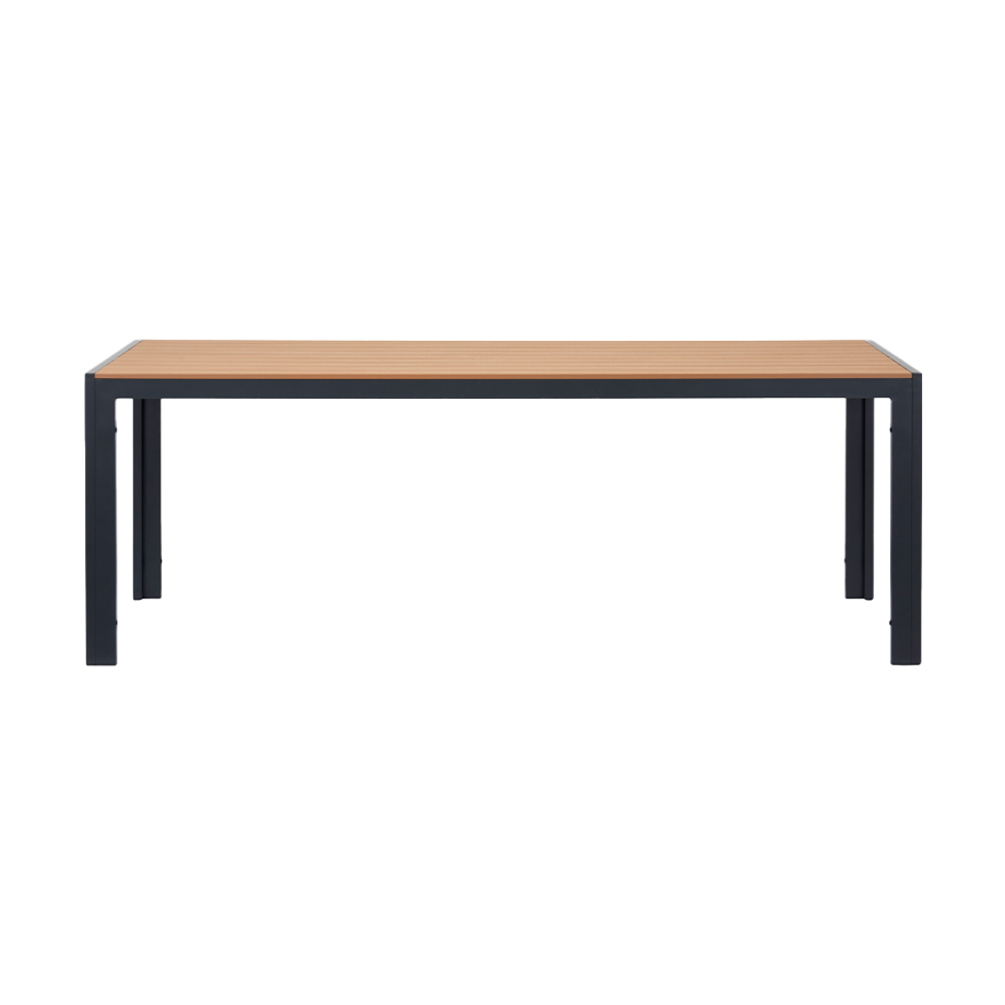 Tibbe aluminium tuintafel zwart met polywood tafelblad - 205 x 90 cm afbeelding 1