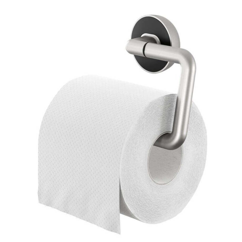 Tiger Carv Toiletrolhouder - zonder klep - geborsteld RVS/zwart 800223 afbeelding 1