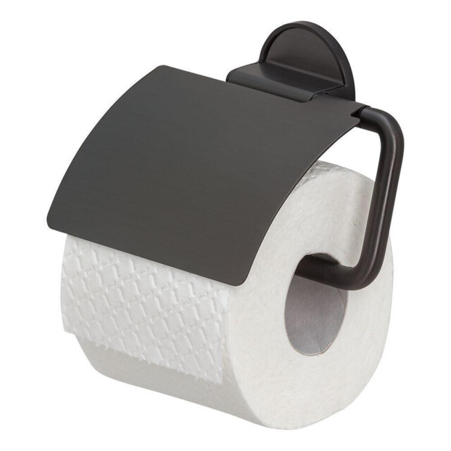 Tiger Tune Toiletrolhouder - met klep - zelfklevend - zwart 1326638946 Tiger Tune Toiletrolhouder - met klep - zelfklevend - zwart 1326638946 afbeelding 1