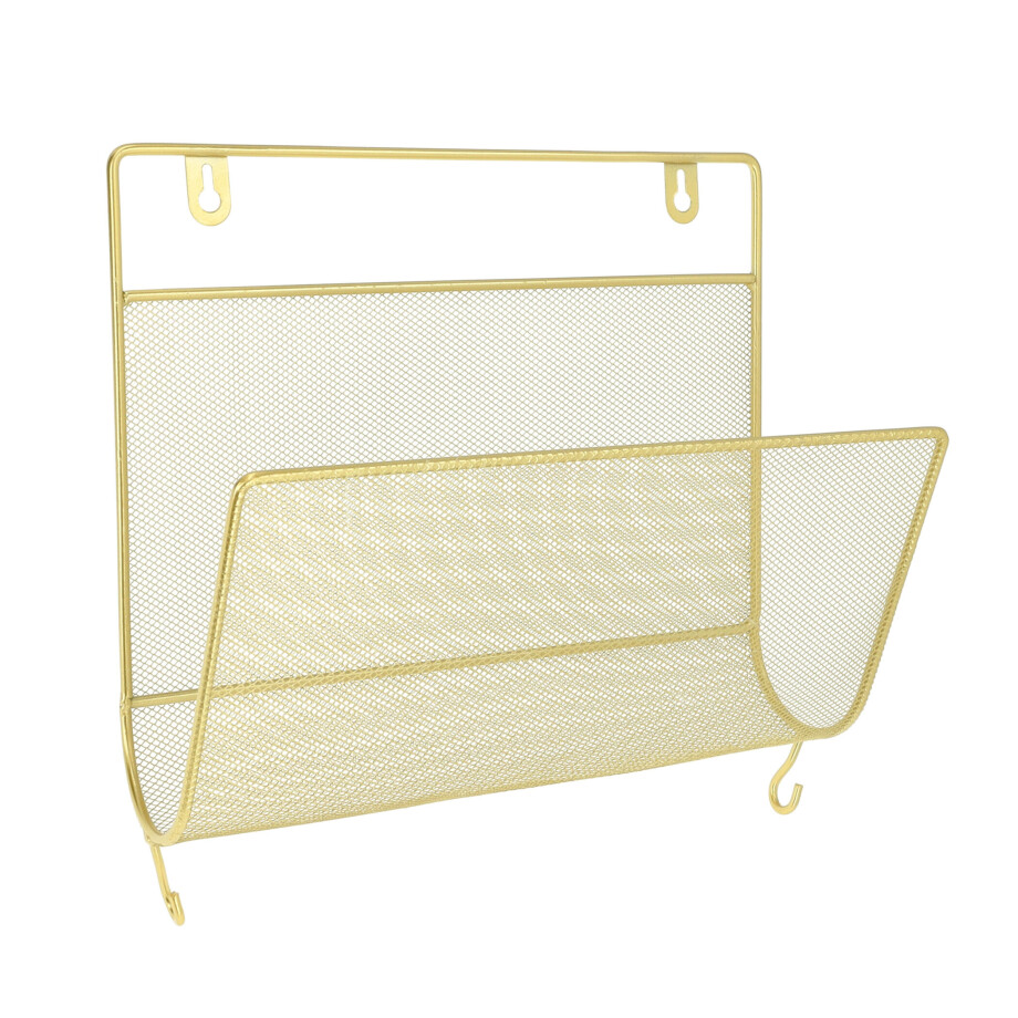 QUVIO Wandrek tijdschriften - 12 x 29 x 26 cm - Goud afbeelding 1